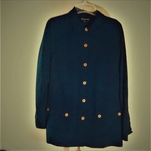 Blue Military Shirt Jones New York Collection Sz16